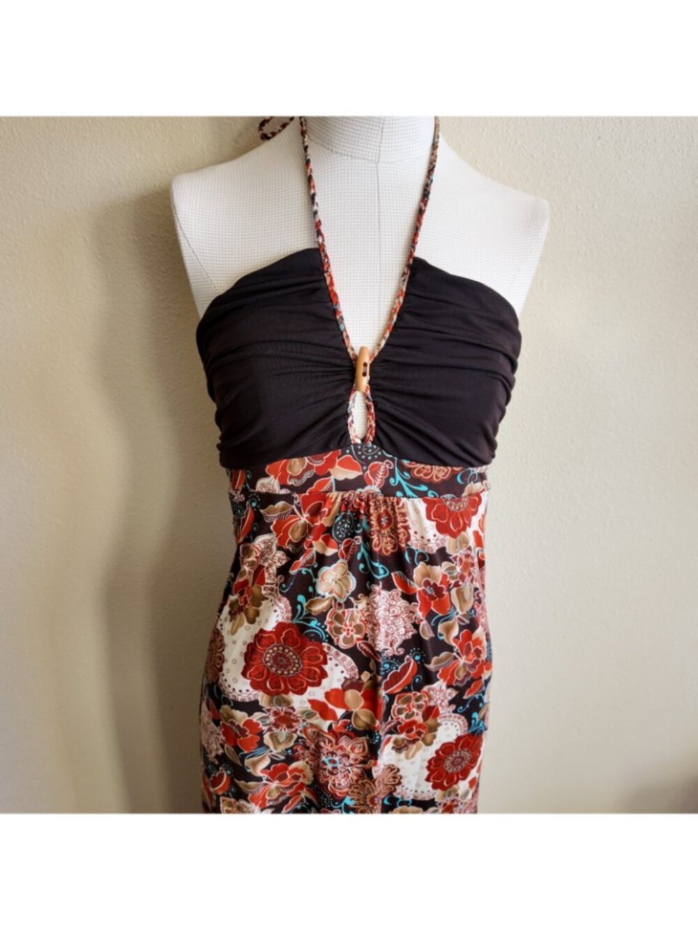 y2k summer floral maxi dress CKW size M vintage 2000s 90s - Picture 4 of 10